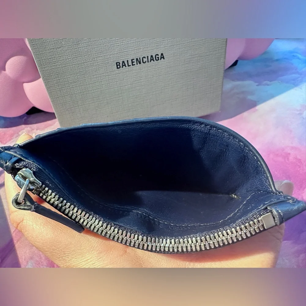 Balenciaga Men’s Long Coin and Card Holder (Like-New; Navy)